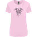 Cross Skull Wings Gothic Biker Heavy Metal Womens Wider Cut T-Shirt Light Pink