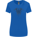 Cross Skull Wings Gothic Biker Heavy Metal Womens Wider Cut T-Shirt Royal Blue