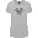 Cross Skull Wings Gothic Biker Heavy Metal Womens Wider Cut T-Shirt Sports Grey