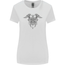 Cross Skull Wings Gothic Biker Heavy Metal Womens Wider Cut T-Shirt White