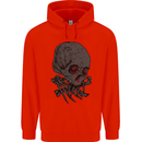 Crying Blood Skull Mens 80% Cotton Hoodie Bright Red