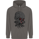 Crying Blood Skull Mens 80% Cotton Hoodie Charcoal