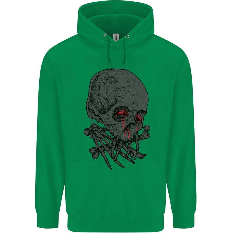 Crying Blood Skull Mens 80% Cotton Hoodie Irish Green