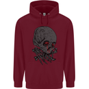 Crying Blood Skull Mens 80% Cotton Hoodie Maroon