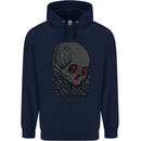 Crying Blood Skull Mens 80% Cotton Hoodie Navy Blue