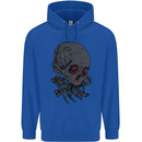 Crying Blood Skull Mens 80% Cotton Hoodie Royal Blue