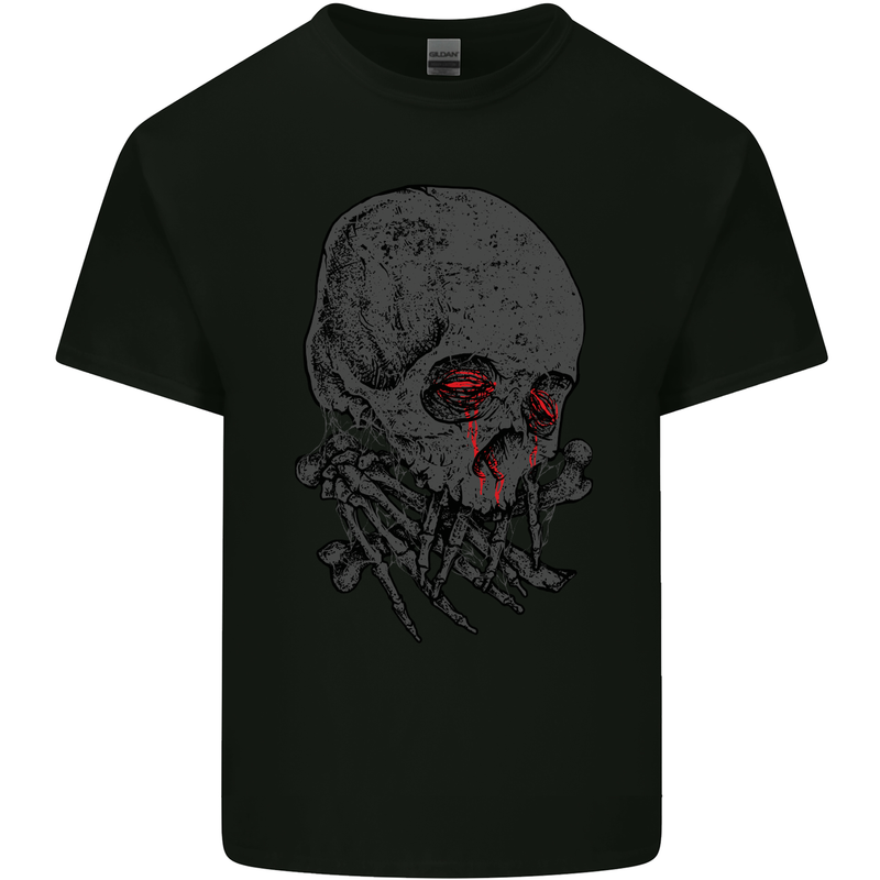 Crying Blood Skull Mens Cotton T-Shirt Tee Top Black