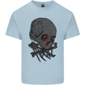 Crying Blood Skull Mens Cotton T-Shirt Tee Top Light Blue