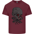 Crying Blood Skull Mens Cotton T-Shirt Tee Top Maroon