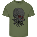 Crying Blood Skull Mens Cotton T-Shirt Tee Top Military Green