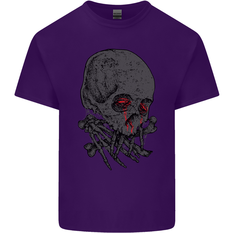 Crying Blood Skull Mens Cotton T-Shirt Tee Top Purple