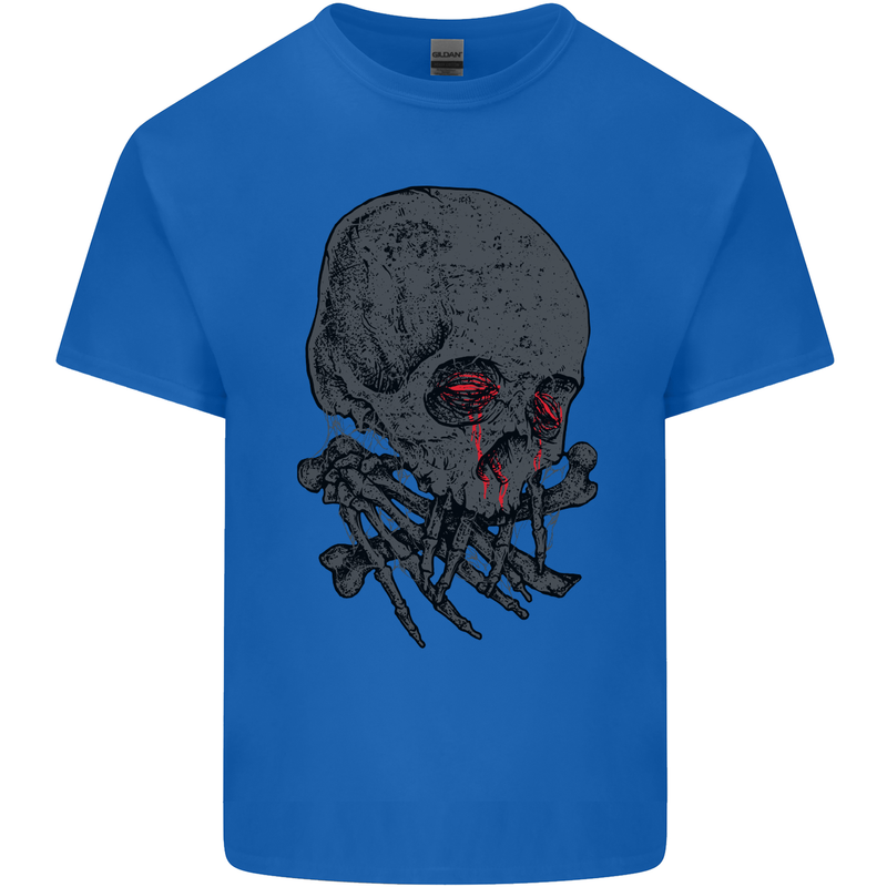 Crying Blood Skull Mens Cotton T-Shirt Tee Top Royal Blue