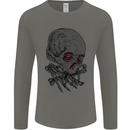 Crying Blood Skull Mens Long Sleeve T-Shirt Charcoal