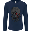 Crying Blood Skull Mens Long Sleeve T-Shirt Navy Blue