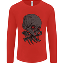 Crying Blood Skull Mens Long Sleeve T-Shirt Red