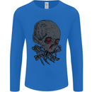 Crying Blood Skull Mens Long Sleeve T-Shirt Royal Blue