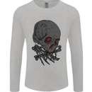 Crying Blood Skull Mens Long Sleeve T-Shirt Sports Grey