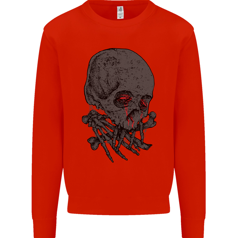 Crying Blood Skull Mens Sweatshirt Jumper Bright Red