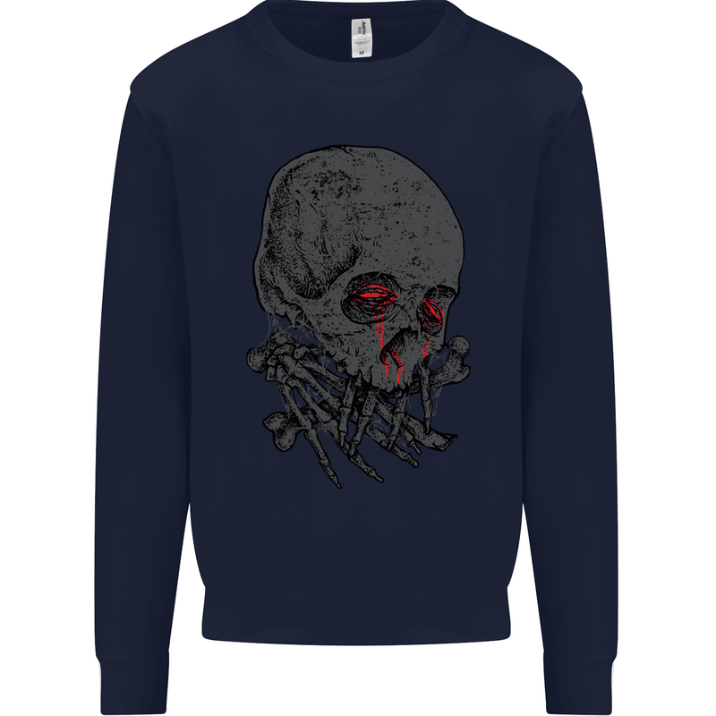 Crying Blood Skull Mens Sweatshirt Jumper Navy Blue