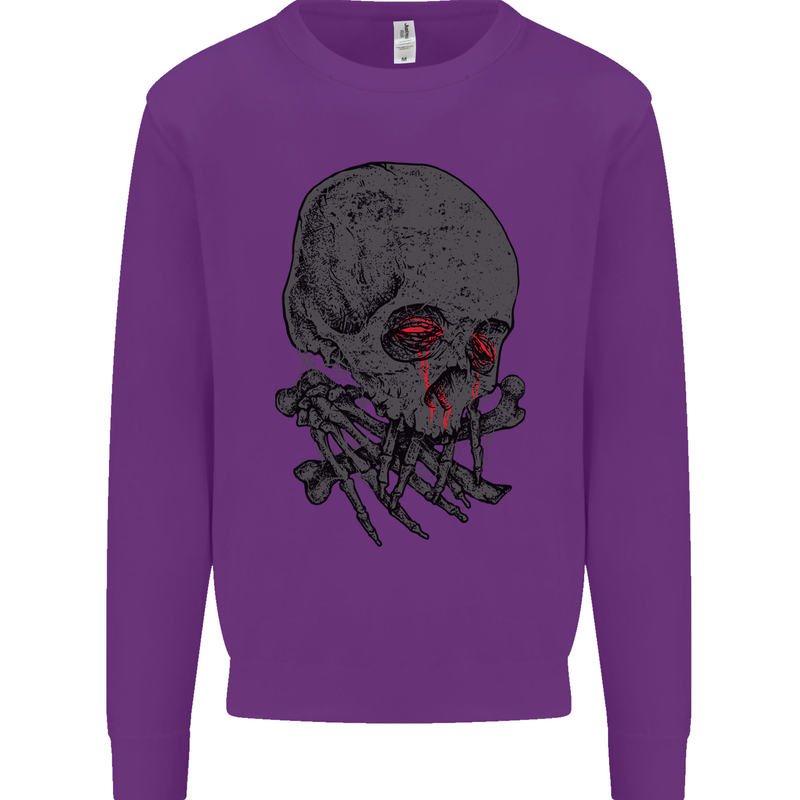 Crying Blood Skull Mens Sweatshirt Jumper Purple