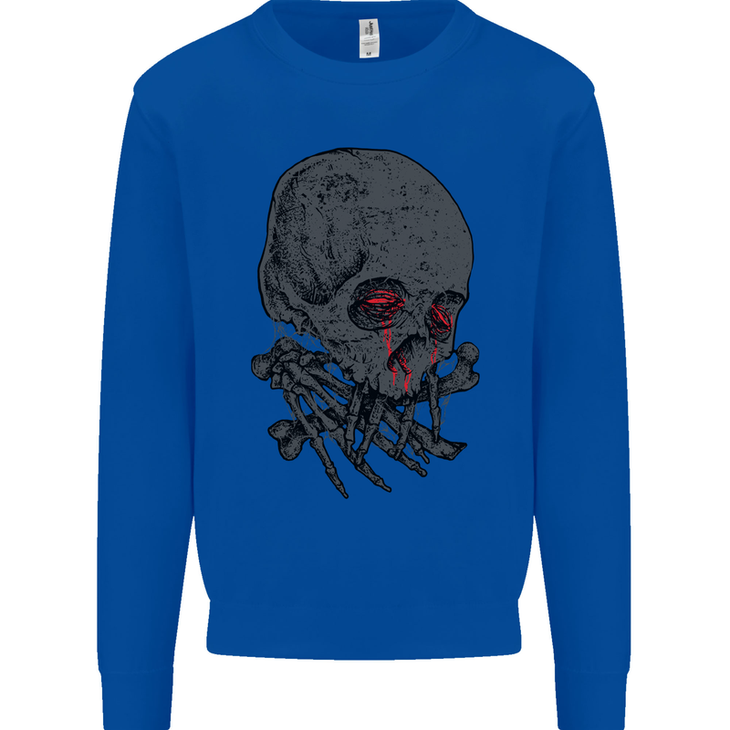 Crying Blood Skull Mens Sweatshirt Jumper Royal Blue