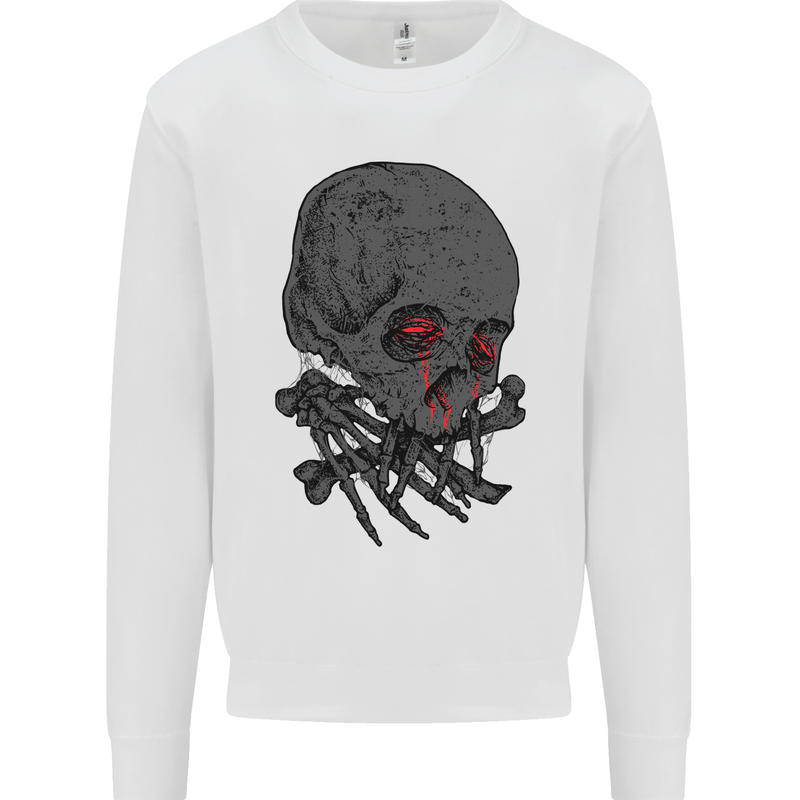 Crying Blood Skull Mens Sweatshirt Jumper White