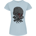 Crying Blood Skull Womens Petite Cut T-Shirt Light Blue