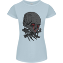 Crying Blood Skull Womens Petite Cut T-Shirt Light Blue