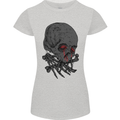 Crying Blood Skull Womens Petite Cut T-Shirt Sports Grey
