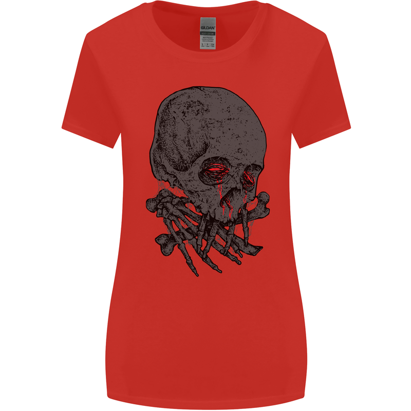 Crying Blood Skull Womens Wider Cut T-Shirt Red