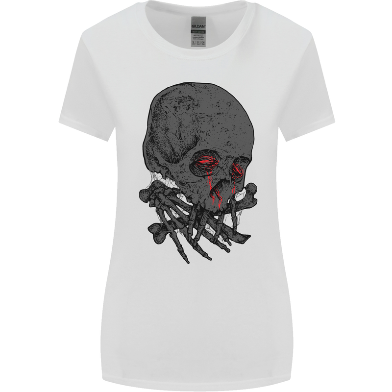 Crying Blood Skull Womens Wider Cut T-Shirt White