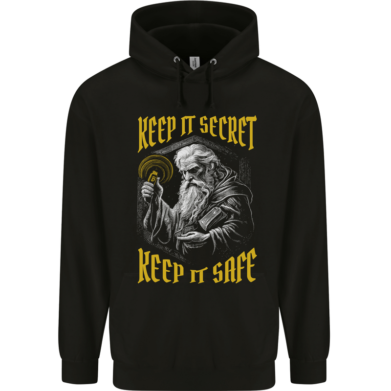 Crypto Keep it Secret Wizard Bitcoin Mens 80% Cotton Hoodie Black