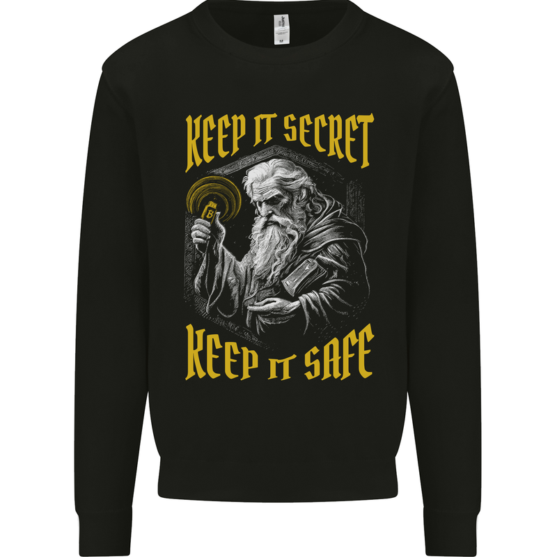 Crypto Keep it Secret Wizard Bitcoin Mens Sweatshirt Jumper Black