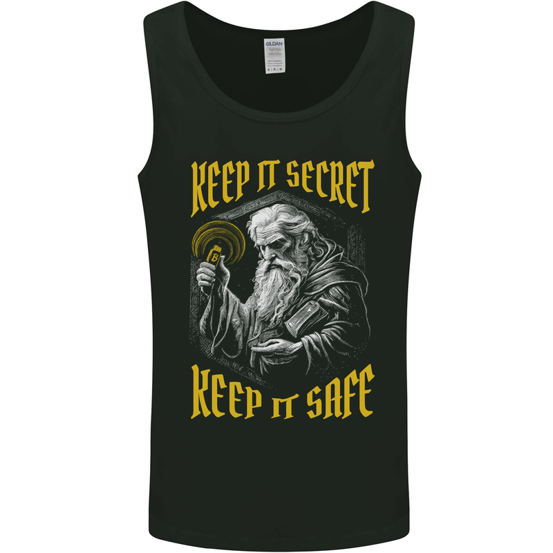 Crypto Keep it Secret Wizard Bitcoin Mens Vest Tank Top Black