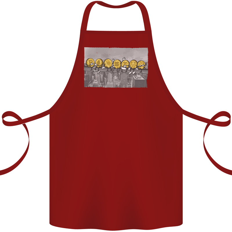 Crypto Workers Funny New York Parody Bitcoin Cotton Apron 100% Organic Maroon