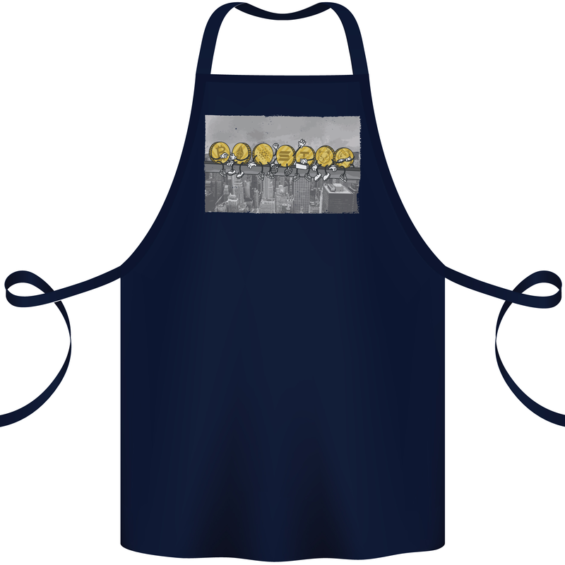 Crypto Workers Funny New York Parody Bitcoin Cotton Apron 100% Organic Navy Blue