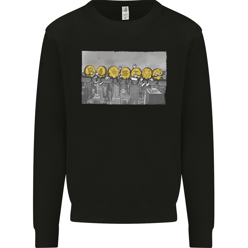 Crypto Workers Funny New York Parody Bitcoin Kids Sweatshirt Jumper Black