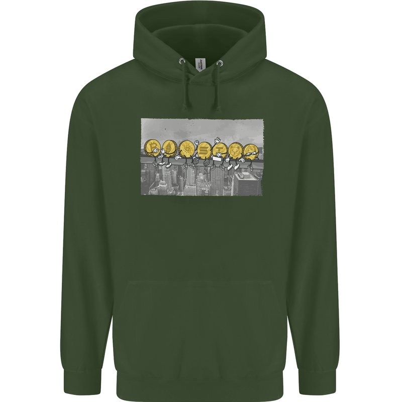 Crypto Workers Funny New York Parody Bitcoin Mens 80% Cotton Hoodie Forest Green