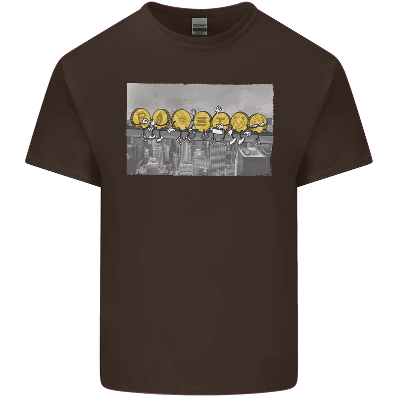 Crypto Workers Funny New York Parody Bitcoin Mens Cotton T-Shirt Tee Top Dark Chocolate