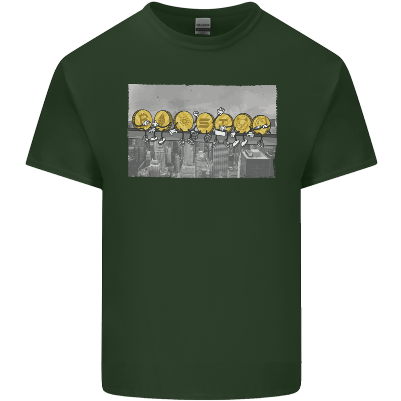Crypto Workers Funny New York Parody Bitcoin Mens Cotton T-Shirt Tee Top Forest Green