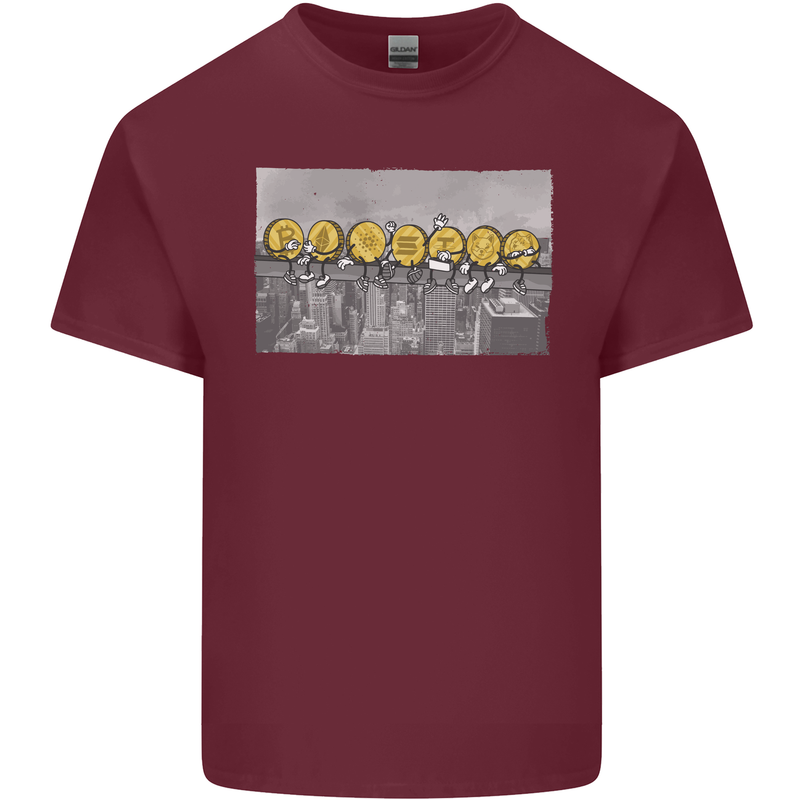 Crypto Workers Funny New York Parody Bitcoin Mens Cotton T-Shirt Tee Top Maroon