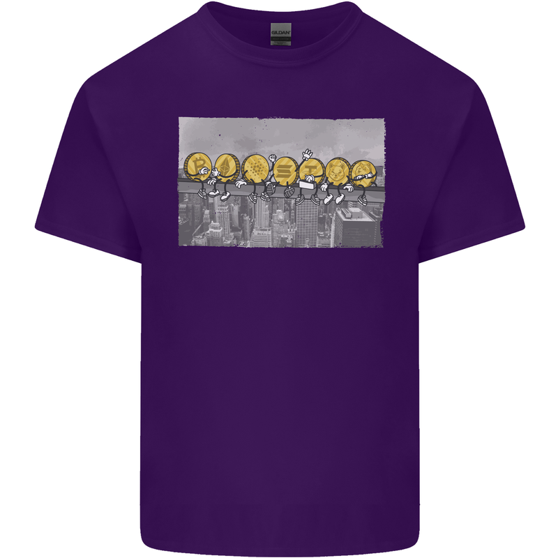 Crypto Workers Funny New York Parody Bitcoin Mens Cotton T-Shirt Tee Top Purple