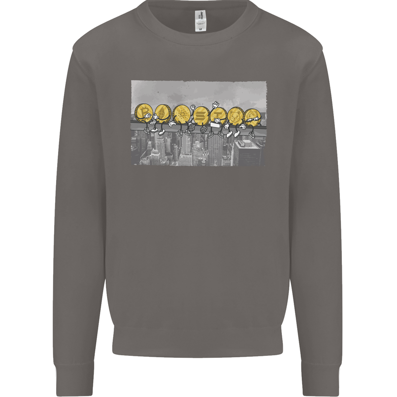 Crypto Workers Funny New York Parody Bitcoin Mens Sweatshirt Jumper Charcoal