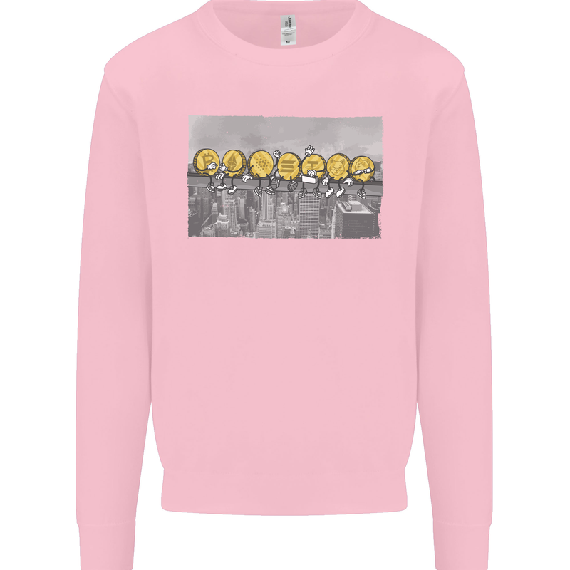 Crypto Workers Funny New York Parody Bitcoin Mens Sweatshirt Jumper Light Pink