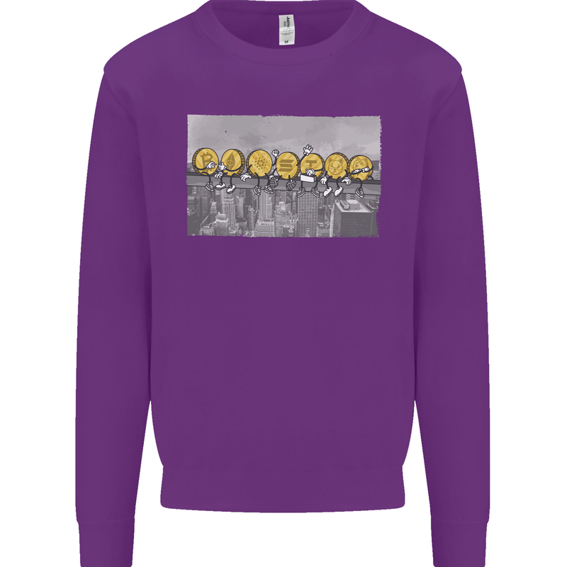 Crypto Workers Funny New York Parody Bitcoin Mens Sweatshirt Jumper Purple