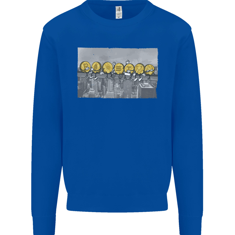 Crypto Workers Funny New York Parody Bitcoin Mens Sweatshirt Jumper Royal Blue