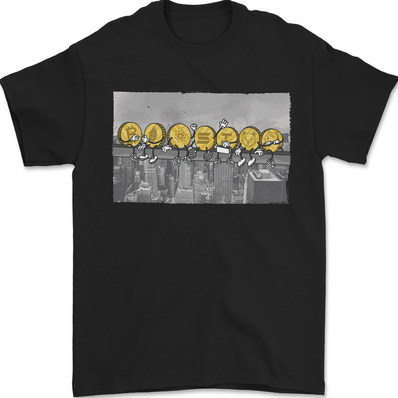 Crypto Workers Funny New York Parody Bitcoin Mens T-Shirt 100% Cotton Black