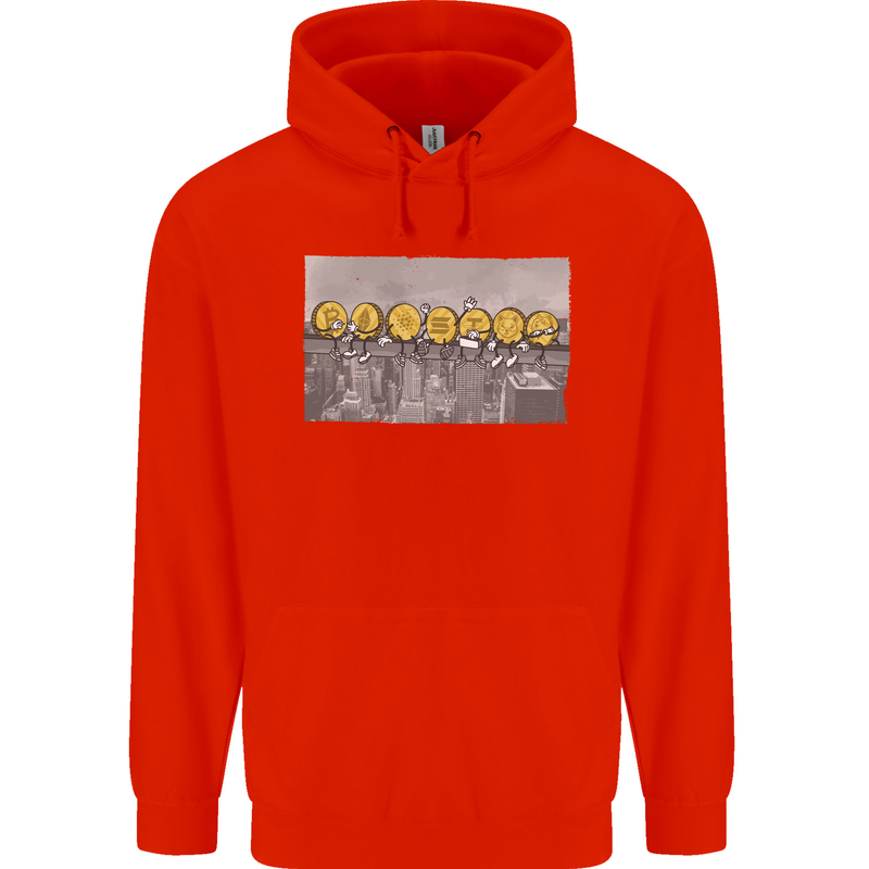 Crypto Workers New York Parody Funny Bitcoin Childrens Kids Hoodie Bright Red