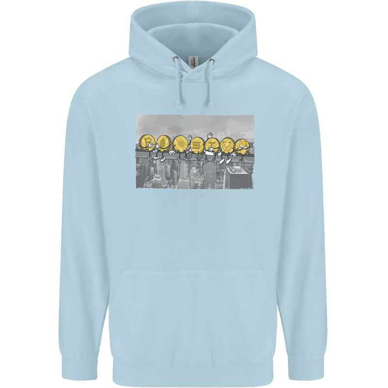 Crypto Workers New York Parody Funny Bitcoin Childrens Kids Hoodie Light Blue
