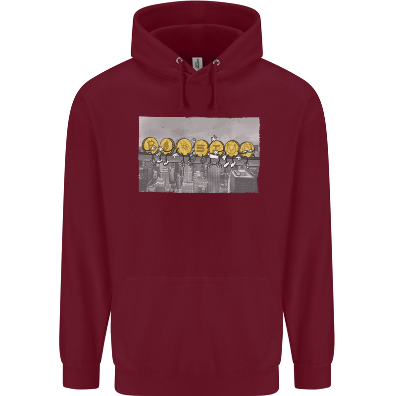 Crypto Workers New York Parody Funny Bitcoin Childrens Kids Hoodie Maroon